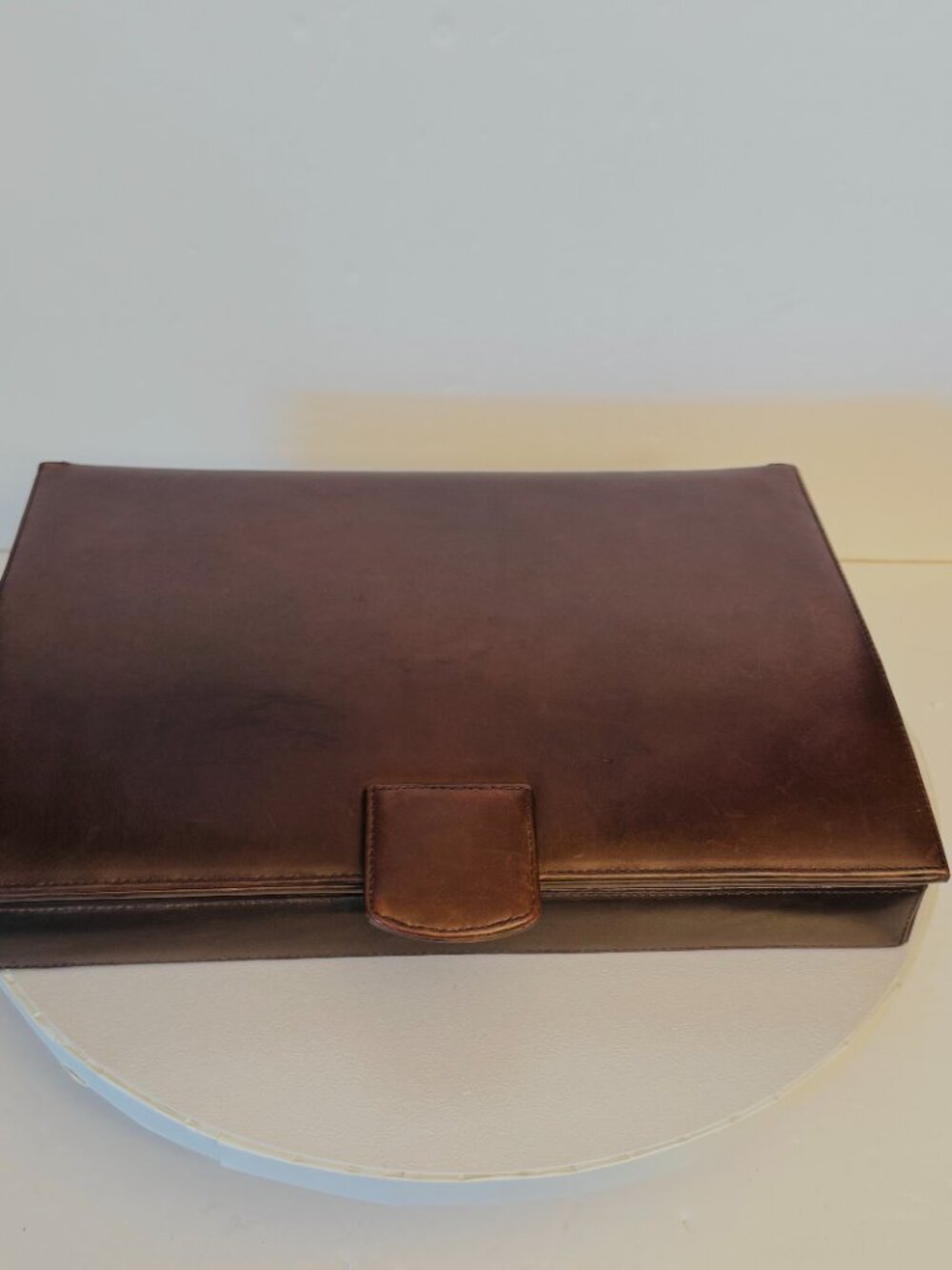 Vtg Leather Dresser Jewelry Box Rare Storage Holder Black Velvet Lining READ - Picture 7 of 16